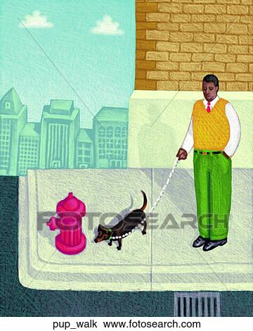 Drawing - Pup Walk. Fotosearch