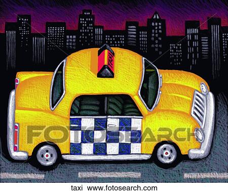 Taxi View Large Illustration Drawing - Taxi. Fotosearch