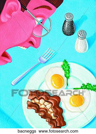 Stock Illustration - Bacon and eggs. Fotosearch