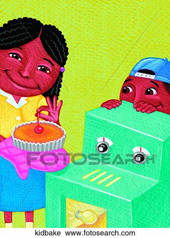 Clip Art - Kid Bake. Fotosearch