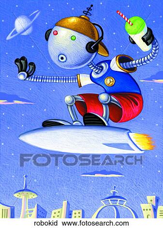 Robokid View Large Illustration Clip Art - Robokid. Fotosearch