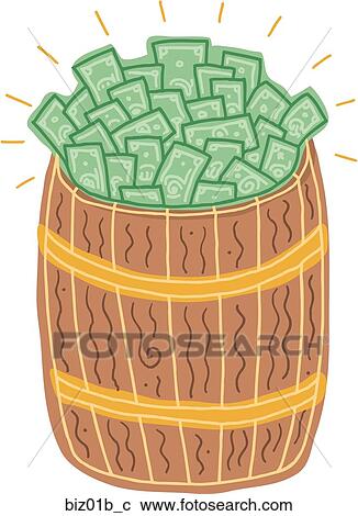 Clipart - Barrel o’ Money. Fotosearch
