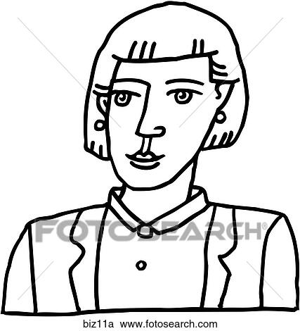 Clipart - Business Gal - B&W. Fotosearch