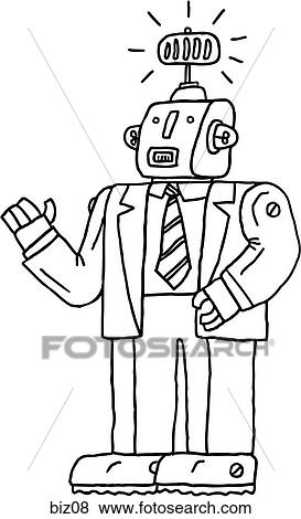 Business Robot - B&W View Large Illustration Stock Illustration - Business Robot - B&W. Fotosearch