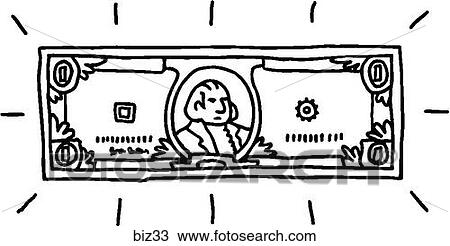 Drawing - Folding Money - B&W. Fotosearch