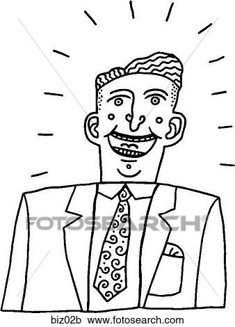 Happy Man - B&W View Large Illustration Clipart - Happy Man - B&W. Fotosearch