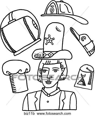 Many Hats - B&W View Large Illustration Clipart - Many Hats - B&W. Fotosearch