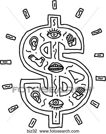 Drawing - Money Talks - B&W. Fotosearch