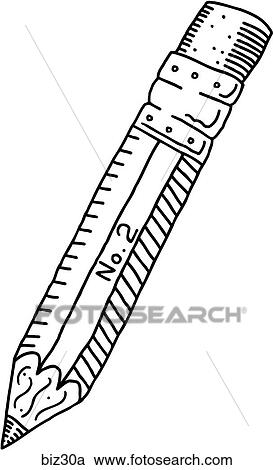 Clipart - Number 2 Pencil - B&W. Fotosearch