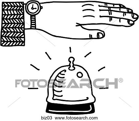 Service Bell - B&W View Large Illustration Drawing - Service Bell - B&W. Fotosearch