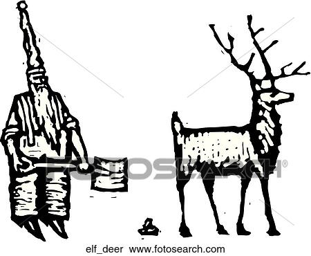 Elf w/Reindeer View Large Clip Art Graphic Clipart - Elf w/Reindeer. Fotosearch