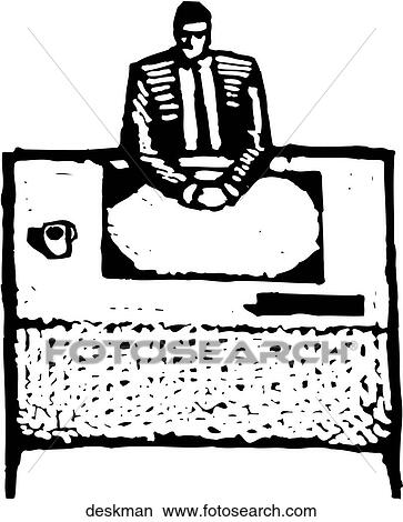 Clipart - Exec @ Desk. Fotosearch