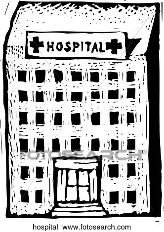 Hospital View Large Clip Art Graphic Clipart - Hospital. Fotosearch