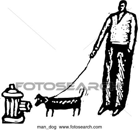 Clipart - Man W/ Dog. Fotosearch