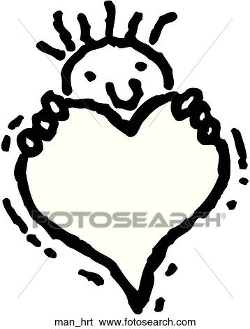 Clip Art - Man w/ Heart. Fotosearch