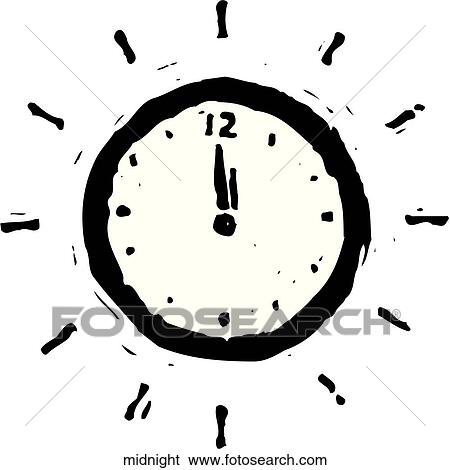 Clip Art - Midnight Clock. 