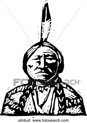 Sitting Bull View Large Clip Art Graphic Clipart - Sitting Bull. Fotosearch