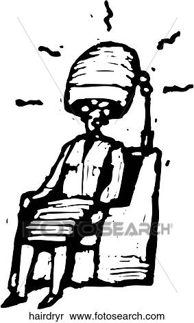 Clipart - Woman Under Dryer. Fotosearch
