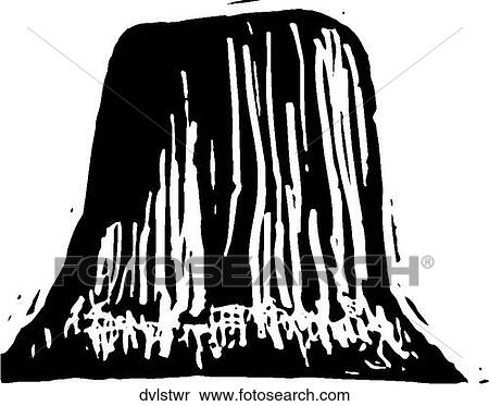 Devil's Tower View Large Clip Art Graphic Clipart - Devil's Tower. Fotosearch