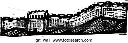 Great Wall View Large Clip Art Graphic Clipart - Great Wall. Fotosearch