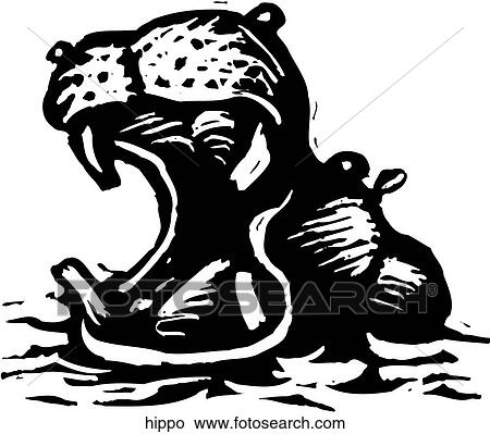 Hippo View Large Clip Art Graphic Clipart - Hippo. Fotosearch
