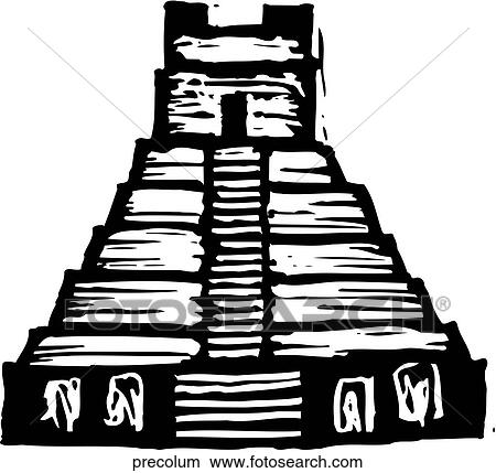 Pre-Columbian Temple View Large Clip Art Graphic Clipart - Pre-Columbian Temple. Fotosearch
