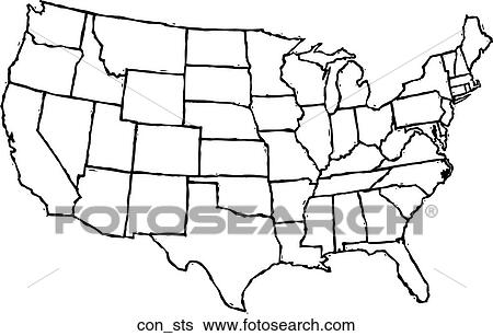 Contiguous States View Large Clip Art Graphic Clip Art - Contiguous States. Fotosearch