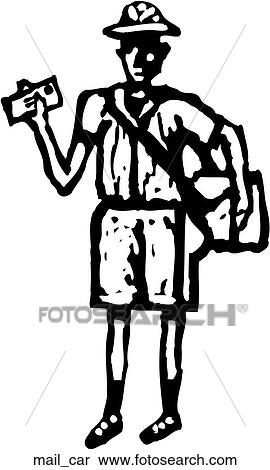 Mail Carrier View Large Clip Art Graphic Clipart - Mail Carrier. Fotosearch