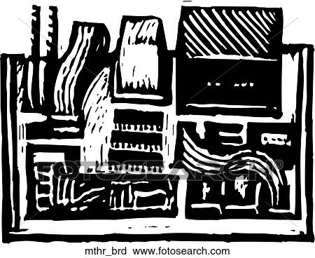 Mother Board View Large Clip Art Graphic Clipart - Mother Board. Fotosearch