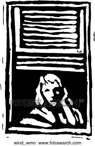 Clipart - Window Woman. Fotosearch