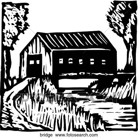 Covered Bridge View Large Clip Art Graphic Clipart - Covered Bridge. Fotosearch