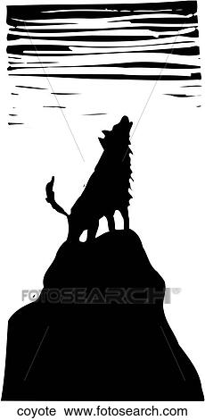 Coyote View Large Clip Art Graphic Clipart - Coyote. Fotosearch