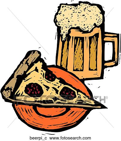 Clipart - Beer & Pizza. Fotosearch