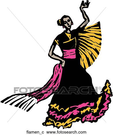 Flamenco View Large Clip Art Graphic Clipart - Flamenco. Fotosearch
