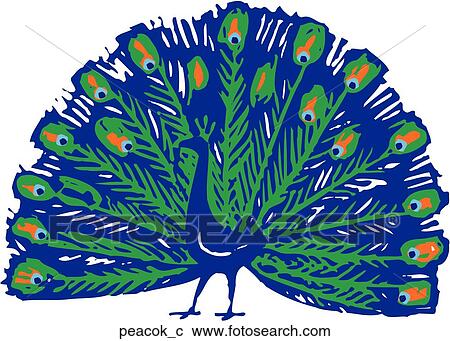 Peacock View Large Clip Art Graphic Clipart - Peacock. Fotosearch