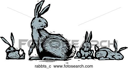 Rabbit Family View Large Clip Art Graphic Clipart - Rabbit Family. Fotosearch
