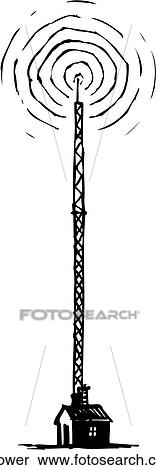 Radio Tower View Large Clip Art Graphic Clipart - Radio Tower. Fotosearch