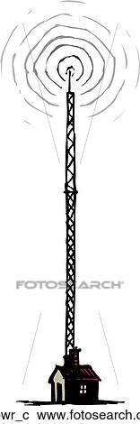 Radio Tower View Large Clip Art Graphic Clipart - Radio Tower. Fotosearch