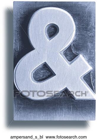 Stock Image - Blue Metal Shadow Ampersand. Fotosearch