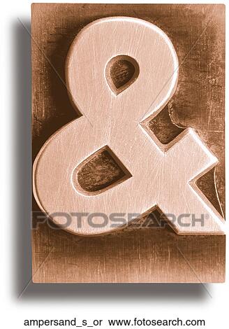 Stock Photography - Orange Metal Shadow Ampersand. Fotosearch