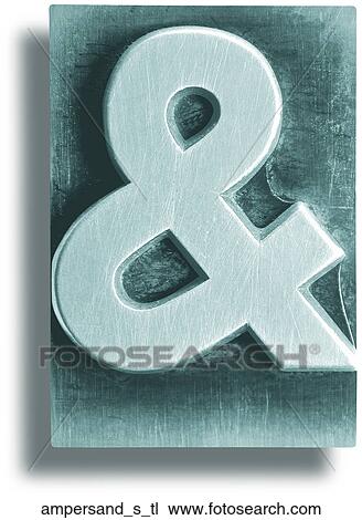 Stock Image - Teal Metal Shadow Ampersand. Fotosearch