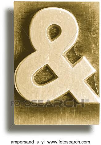Stock Image - Yellow Metal Shadow Ampersand. Fotosearch
