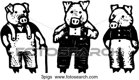 3 Pigs View Large Clip Art Graphic Clip Art - 3 Pigs. Fotosearch