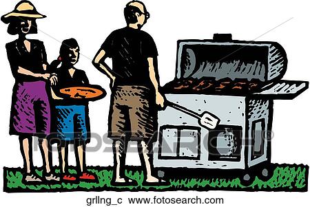 Grilling View Large Clip Art Graphic Clipart - Grilling. Fotosearch