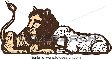 Lion and Lamb View Large Clip Art Graphic Clipart - Lion and Lamb. Fotosearch