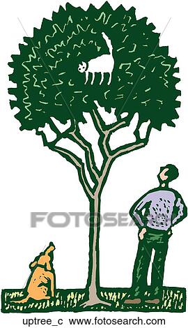 Clipart - Up a Tree. Fotosearch