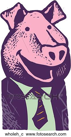 Whole Hog View Large Clip Art Graphic Clipart - Whole Hog. Fotosearch