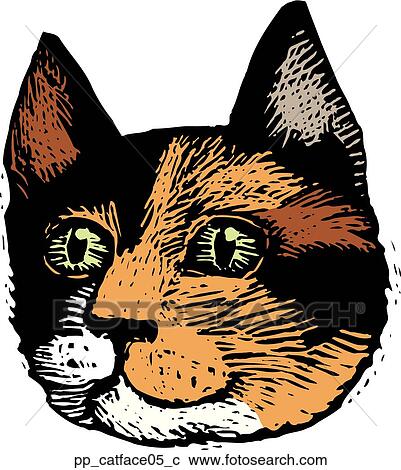 ネコ 顔 5 クリップアート 切り張り イラスト 絵画 集 Pp Catface05 C Fotosearch