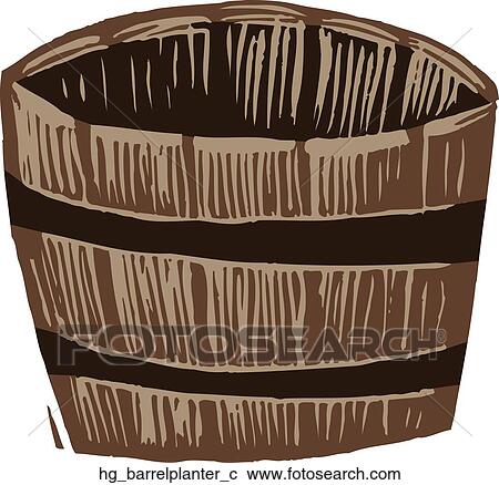 Clipart - Barrel Planter. Fotosearch