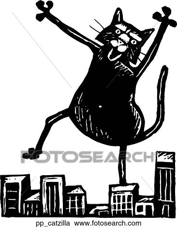Clipart - Catzilla. Fotosearch
